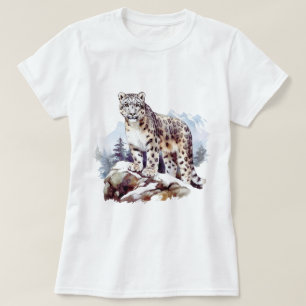 Camiseta Leopardo Neve Winter Mountain Big Cat Willife