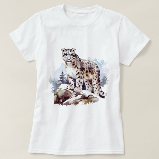 Camiseta Leopardo Neve Winter Mountain Big Cat Willife (Frente do Design)