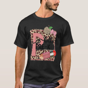 Camiseta Leopardo Olá Pré K Professora Pré-Escolar De Volta