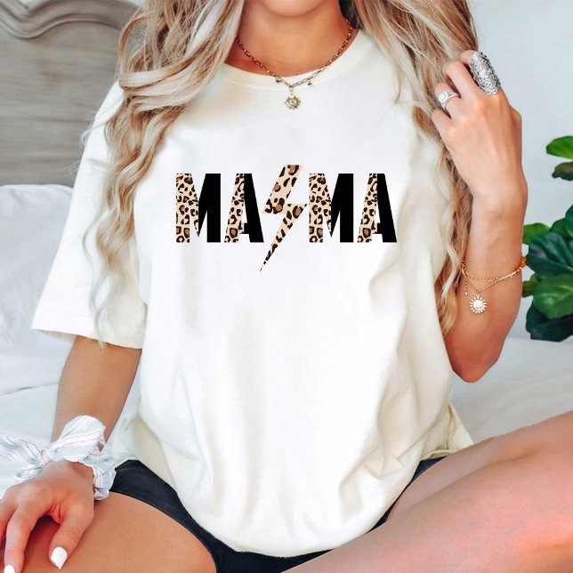 Camiseta Leopardo Print Mama | Tendência do Dia de as mães  (Leopard Print Mama Birthday / Mothers Day Trendy T-Shirt)