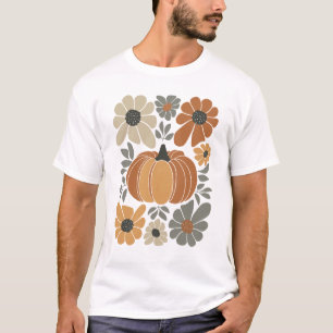 Camiseta Leopardo Pumpkin Flor Retro Queda Retro Autumn Vib