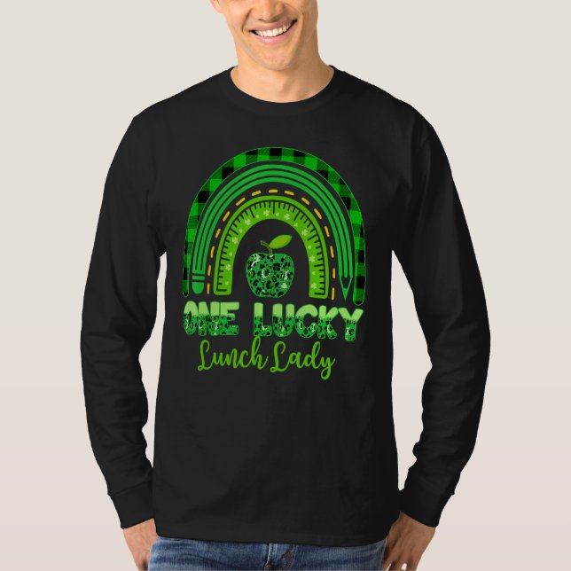 Camiseta Leopardo Rainbow One Lucky Lunch Lady Patricks Day (Frente)