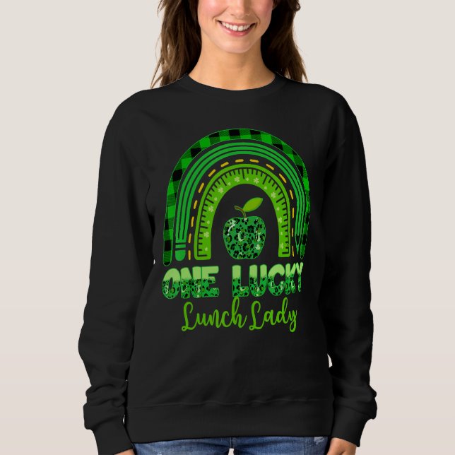 Camiseta Leopardo Rainbow One Lucky Lunch Lady Patricks Day (Frente)