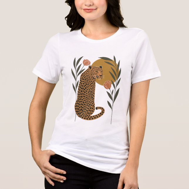 Camiseta Leopardo Soldado - Arte da Selva Botânica (Frente)
