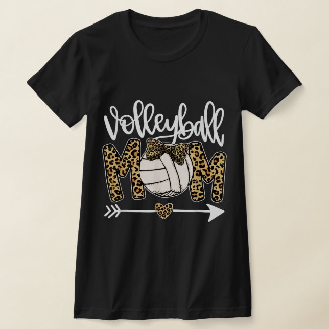 Camiseta Leopardo Voleibol Mãe Bola Divertida Mãe Dia de as (Postura )