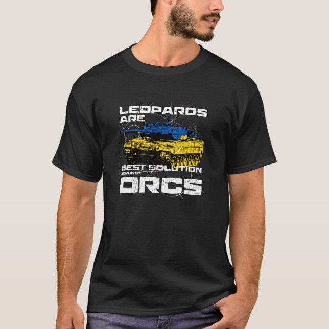 Camiseta Leopardos São A Melhor Solução Contra Orcs (Frente)