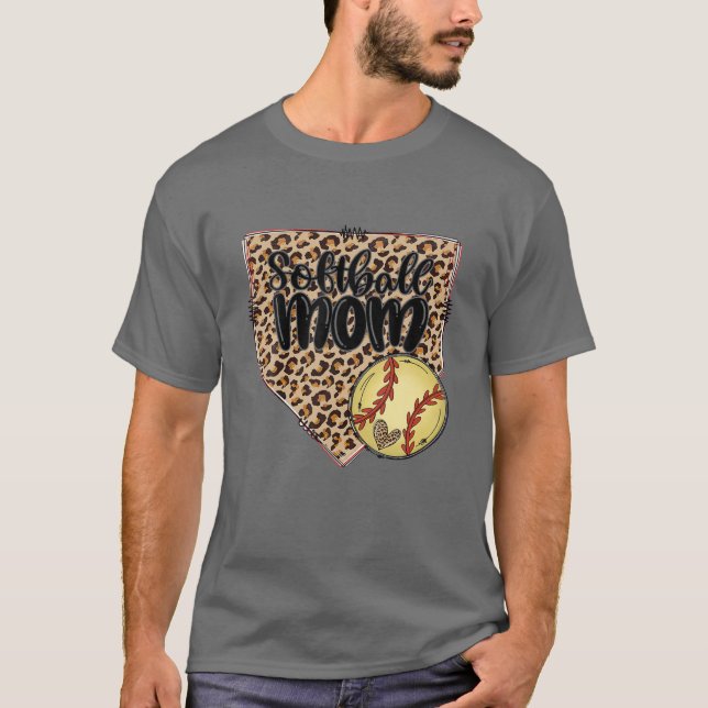 Camiseta Lepard Diamond Softball Dia de as mães Mãe (Frente)
