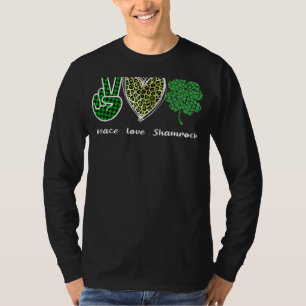 Camiseta Lepard Peace Love Shamrock Irish Saint Patrick S