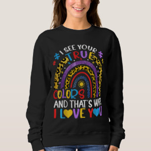 Camiseta Lepard Rainbow Vejo Seu Verdadeiro Autismo De Core