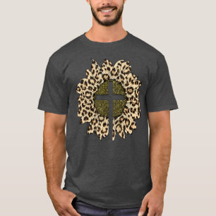 Camiseta Lepard Sunflower Women Lepard Impressão Leopardo