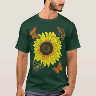 Camiseta Lepidóptero do Amante de os animais de girassol bo