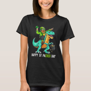 Camiseta Leprechaun Andando Dinossaur Rex Rua Feliz Patrick