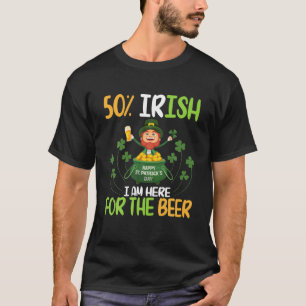 Camiseta Leprechaun Beer Dance Dourado 50% Irlandês Estou