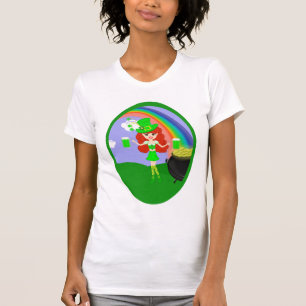 Camiseta Leprechaun da menina do Redhead do dia da