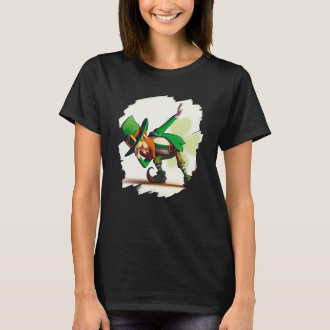 Camiseta Leprechaun Dabbing Dancing Dance St Patricks Day   (Frente)