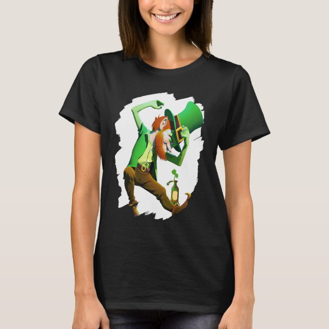 Camiseta Leprechaun Dabbing Dancing Dance St Patricks Day   (Frente)