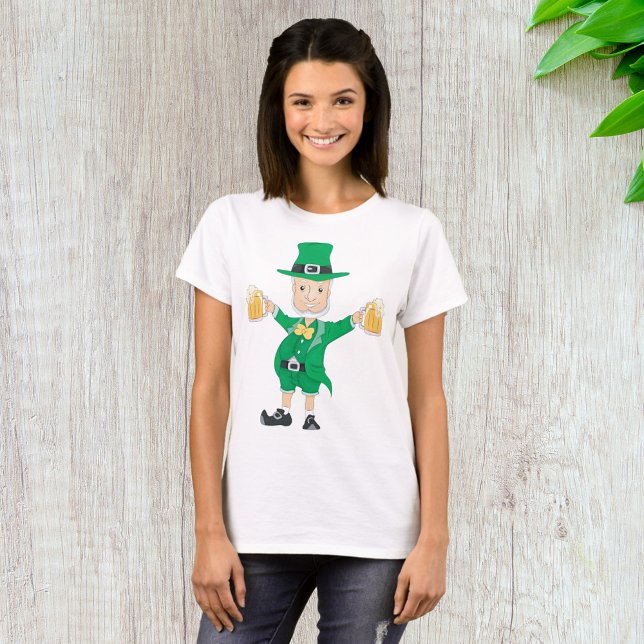 Camiseta Leprechaun do Dia de Patrick da rua com Beer Mugs (Criador carregado)