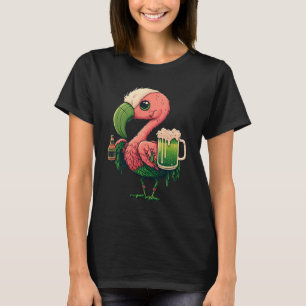 Camiseta Leprechaun Flamingo Beer Irish Flamingo Rua Patric