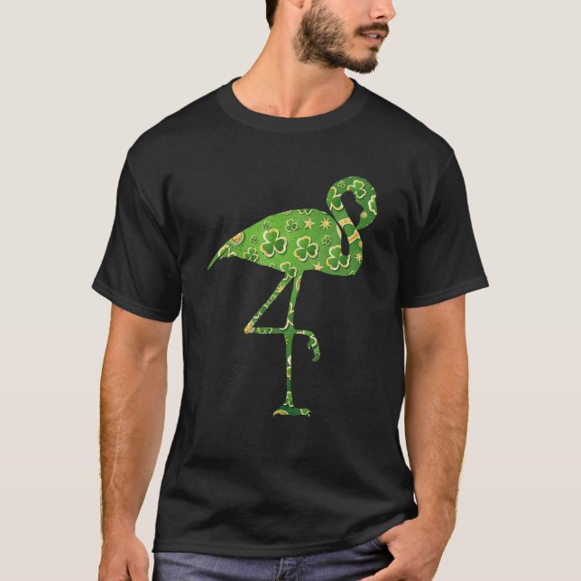 Camiseta Leprechaun Flamingo Shamrock Irish Flamingo Pat (Frente)