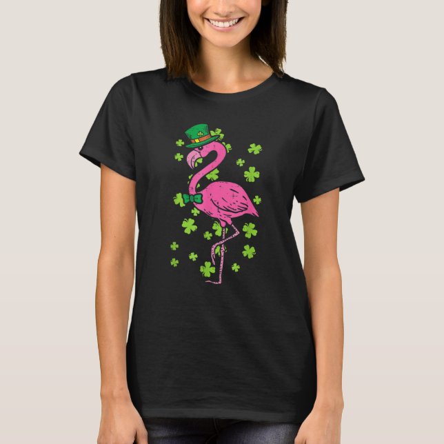 Camiseta Leprechaun Flamingo Shamrock St Patricks Day Anima (Frente)