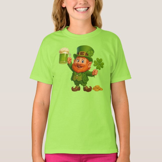 Camiseta Leprechaun fofo/fantástico no Dia de São Patrício  (Frente)