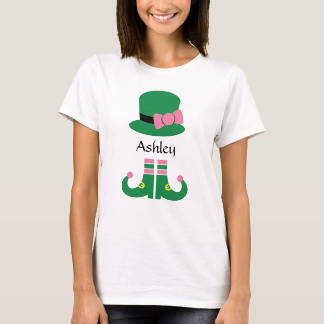 Camiseta Leprechaun Gelado Adição de Nome Camisa-T feminina (Frente)