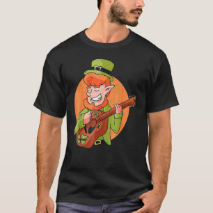 Camiseta Leprechaun Guitar Dia de São Patrício Verde Irland