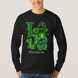 Camiseta Leprechaun Hat Love Scrub Nurse Dia de São Patríci