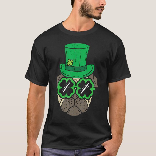 Camiseta Leprechaun Hat Pug Shamrock Vídeos St Patricks Da (Frente)