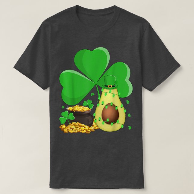 Camiseta Leprechaun Hat Shamrock Leaf Avocado Rua (Frente do Design)
