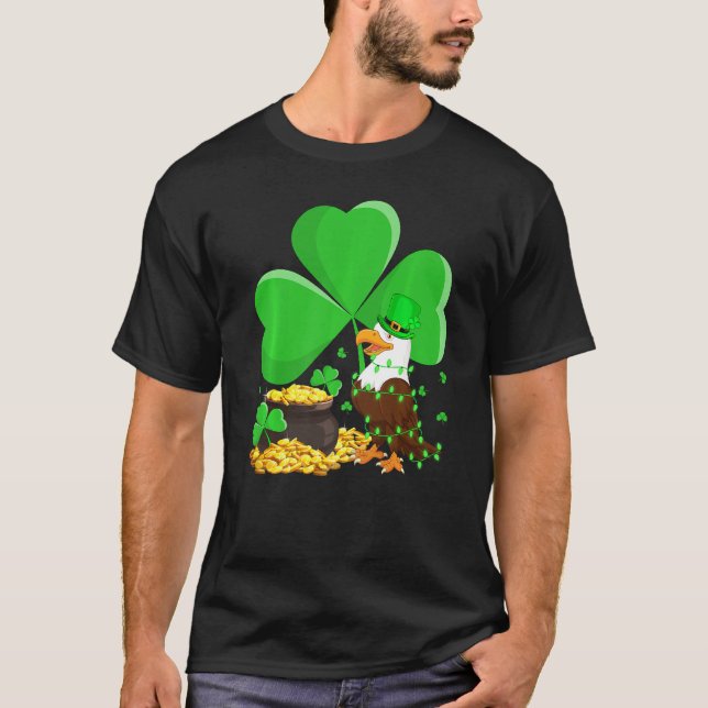 Camiseta Leprechaun Hat Shamrock Leaf Eagle Bird Rua Patric (Frente)