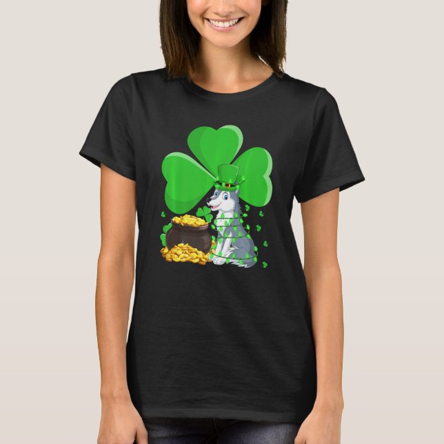 Camiseta Leprechaun Hat Shamrock Leaf Wolf Rua Patrick S Da (Frente)
