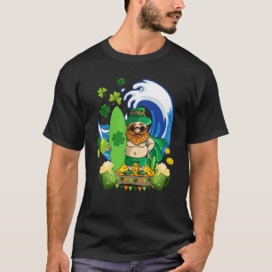 Camiseta Leprechaun Havaiano Surfing Shamrock St Patricks D