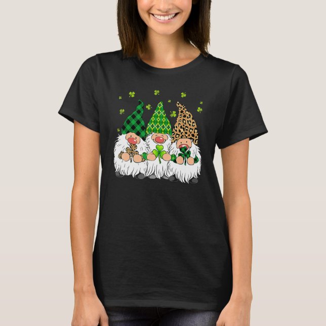 Camiseta Leprechaun Irish Gnomos Leopardo Xadrez St Patrick (Frente)