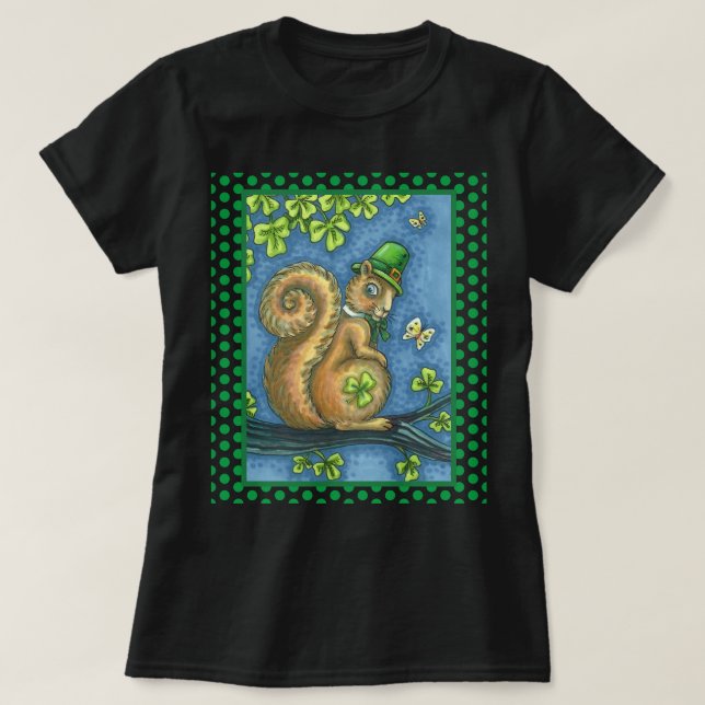 Camiseta LEPRECHAUN IRISH SQUIRREL, RUA. PATRICK'S DAY Luck (Frente do Design)