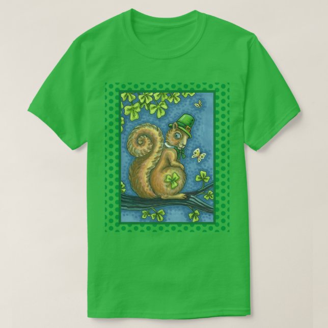 Camiseta LEPRECHAUN IRISH SQUIRREL, RUA. PATRICK'S DAY Luck (Frente do Design)