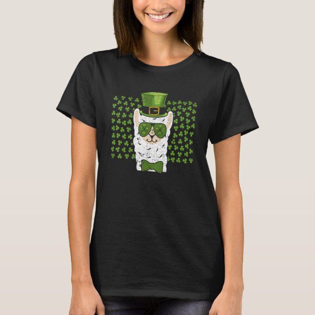 Camiseta Leprechaun Llama Head Alpaca St Patricks Day Anima (Frente)