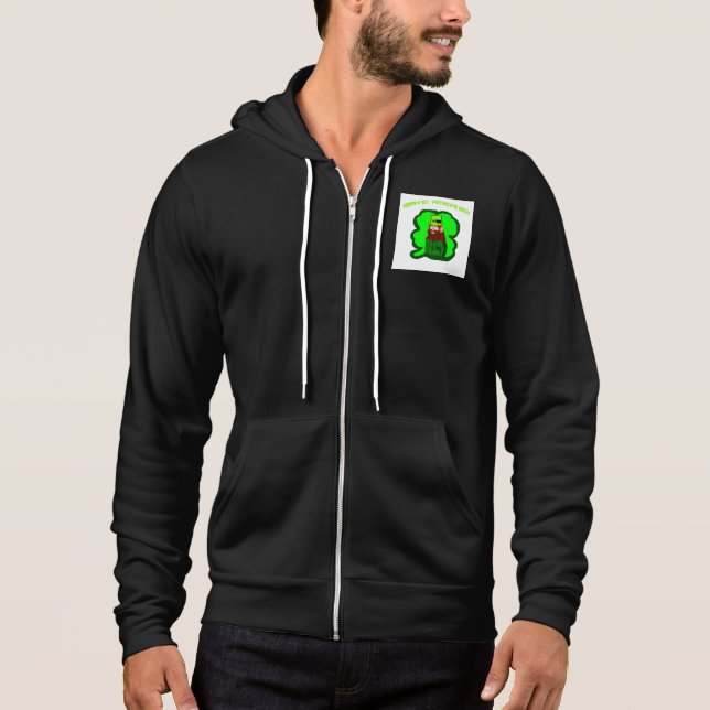Camiseta Leprechaun Magic Men's Black Cheio-Zip Hoodie (Frente)