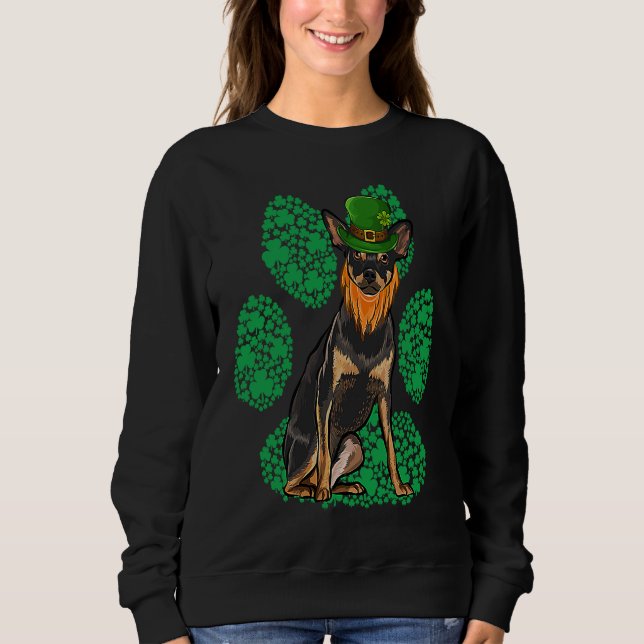 Camiseta Leprechaun Miniature Pinscher St Patricks Day Sham (Frente)