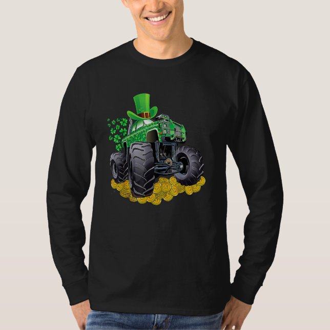 Camiseta Leprechaun Monster Truck Shamrock Rua Patrick Day  (Frente)