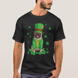 Camiseta Leprechaun Pug Dia de São Patrício Shamrock Lover