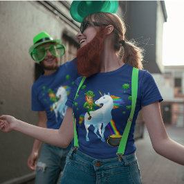Camiseta Leprechaun Riding Unicorn Pot of Gold St Patrick