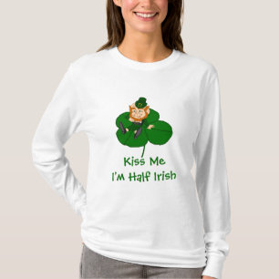 Camiseta Leprechaun Shamrock - Beije-me Sou metade irlandês