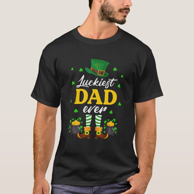 Camiseta Leprechaun Shamrock Pai mais sortudo do mundo (Frente)