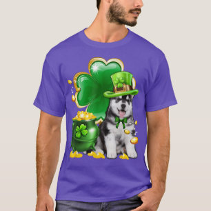 Camiseta Leprechaun Siberian Husky Irish Shamrock Rua Pa