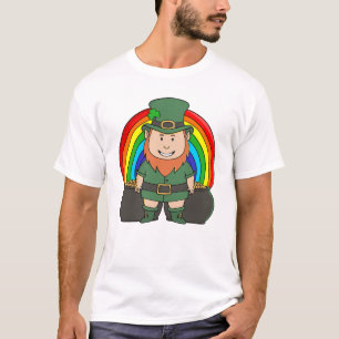 Camiseta Leprechaun Sortudo com Panela de Ouro do Arco-Íris