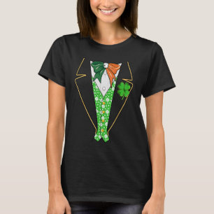 Camiseta Leprechaun Tuxedo - Dia Irlandês do Costume Saint