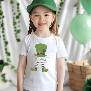 Camiseta Leprechaun Verde e Rosa Personalizado para Meninas