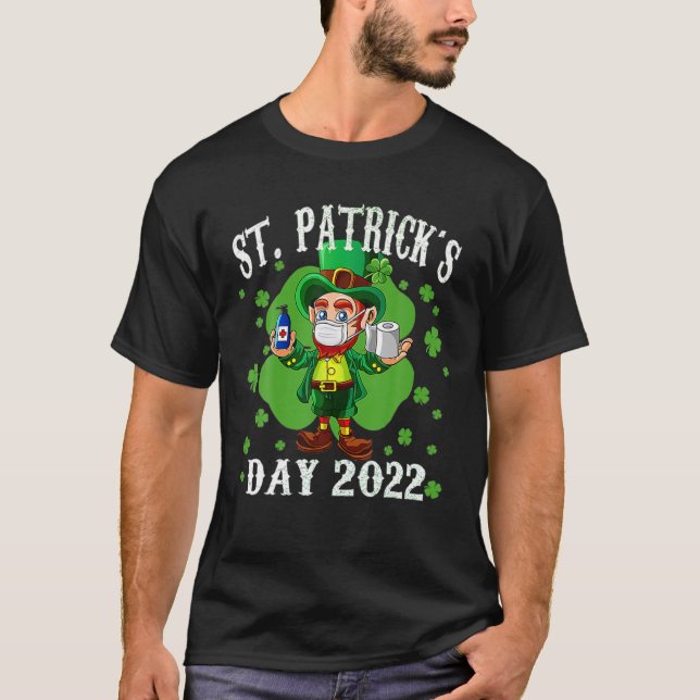 Camiseta Leprechaun Vestindo Mask Funny Saint Patrick (Frente)
