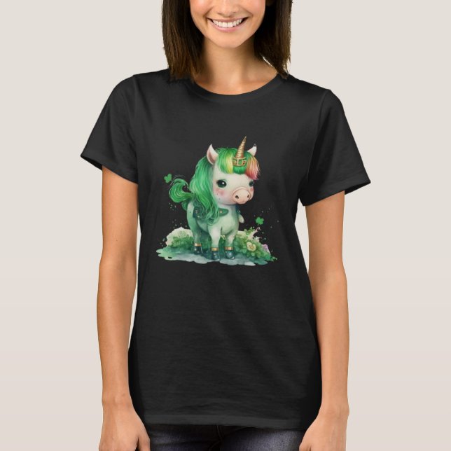 Camiseta Lepricorn Unicorn Kids Girls Lucky St Patricks Day (Frente)
